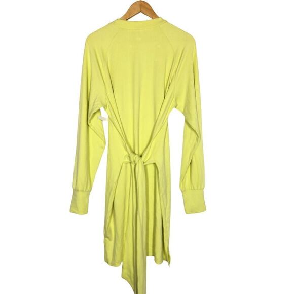 Steve Madden Dress Long Sleeve Tie Waist Ribbed Sweater Sunny Lime Yellow NWT L - Picture 3 of 7